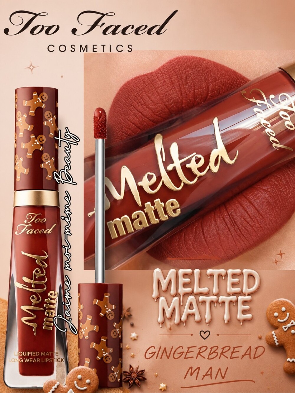 Too Faced Gingerbread Man Melted Matte Liquid Lipstick - No Sting Lip Plumping